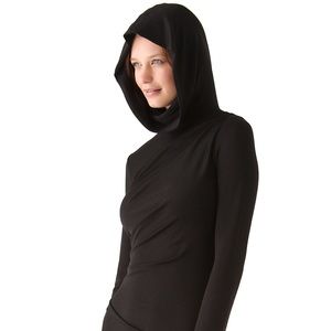 T by Alexander Wang Black Drape Dress with Hood XS
